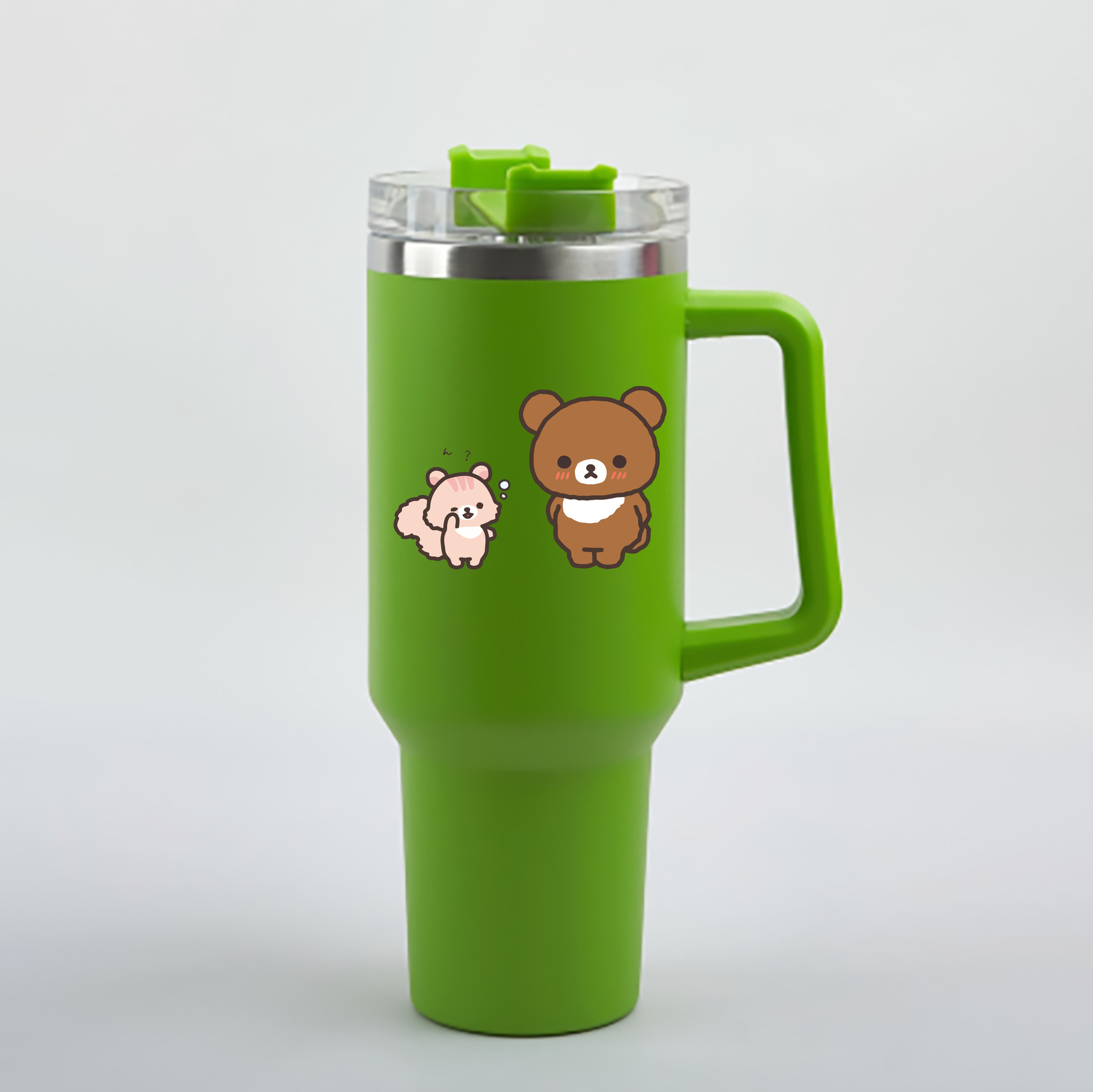（画像用） リラックマ リラックマ キイロイトリ Rilakkuma Korilakkuma Kiiroitori 1200mL車用タンブラー - クリスタルステッカー（プラスチックストロー付き）